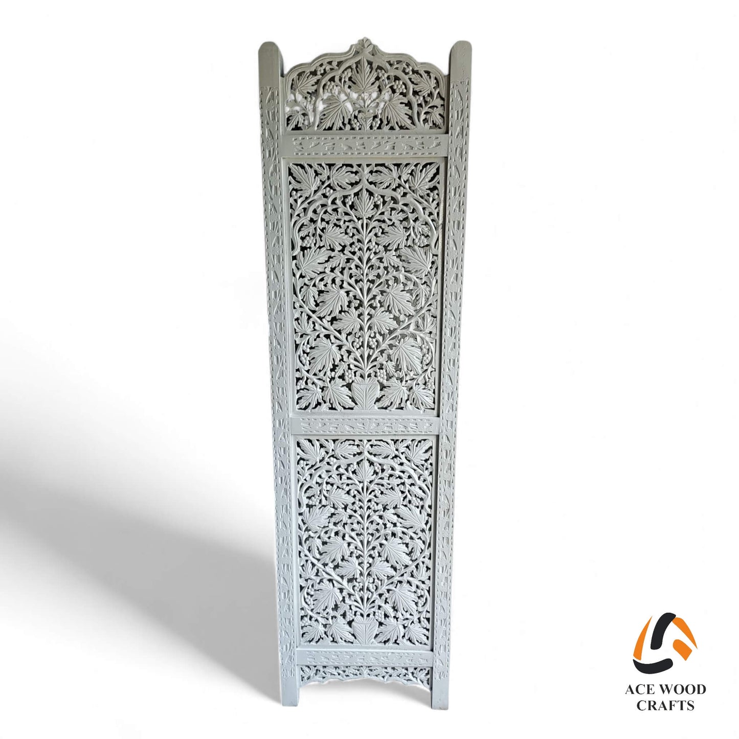 The Vintage Floral Vase Partition | Hand-Carved White Finish (Shabby Chic)