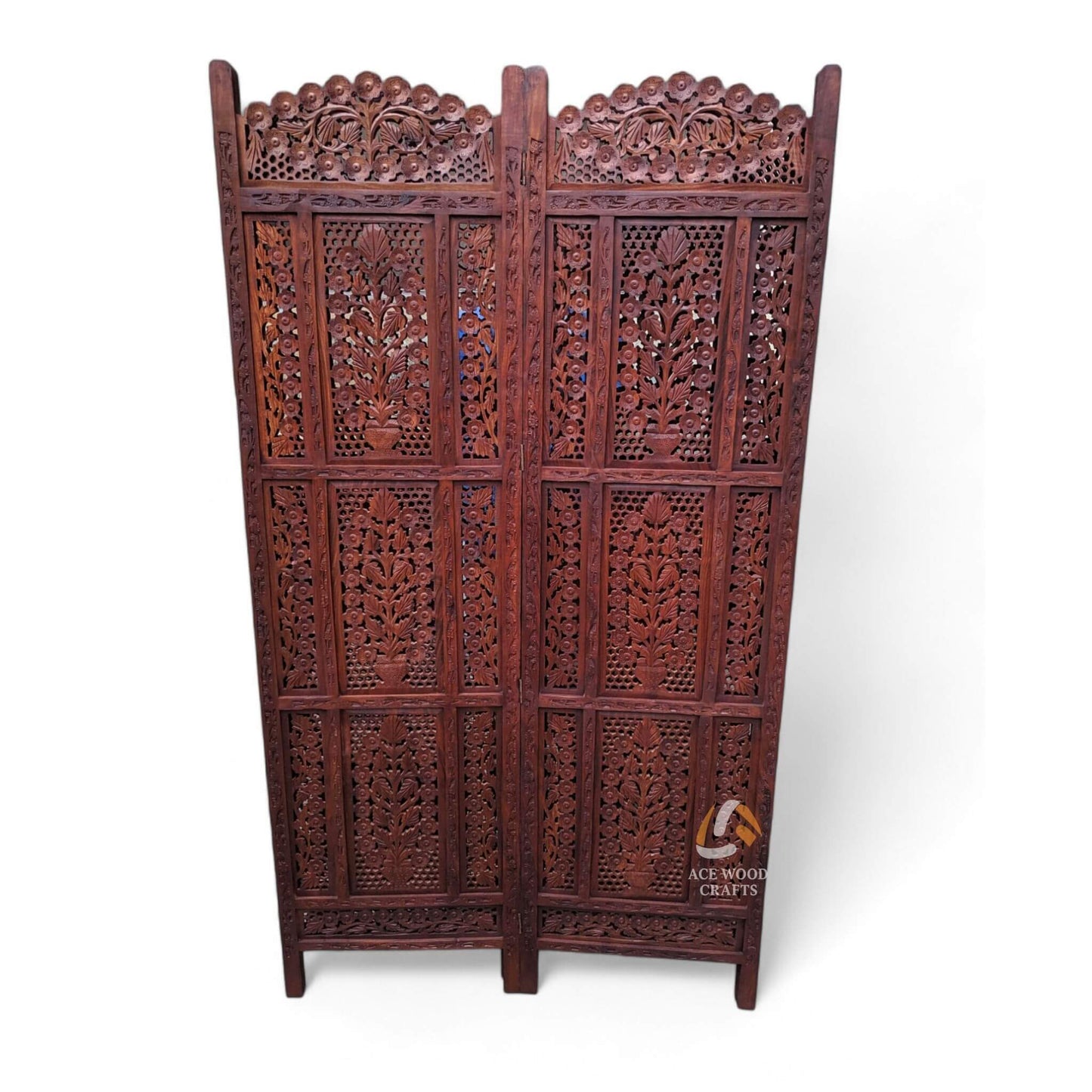 Full height 6 feet wooden partition screen standing straight