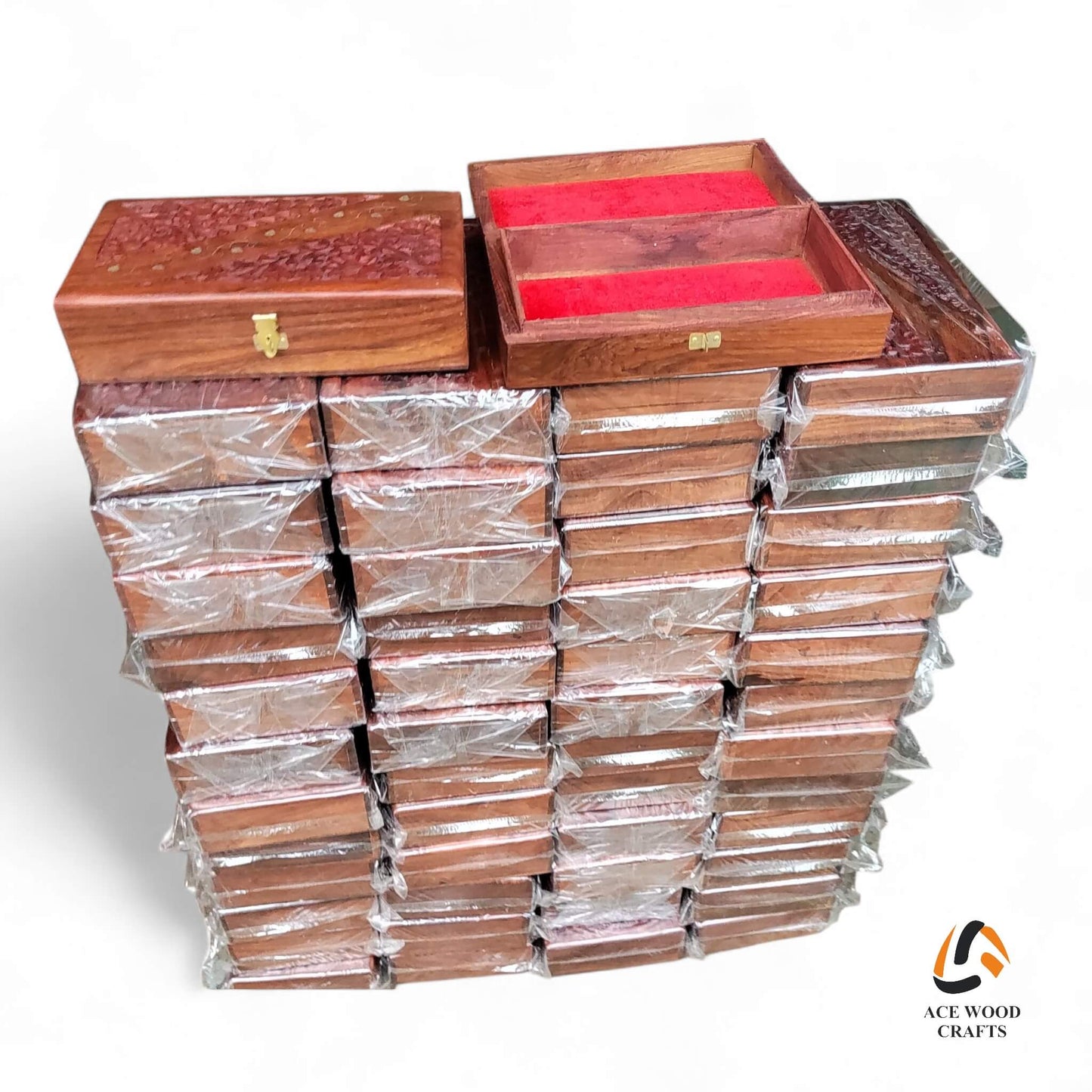 Set of vintage style wooden vanity boxes handcrafted in Ace Wood Crafts Saharanpur