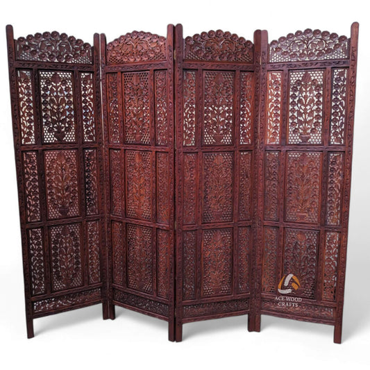 Full height 6 feet wooden partition screen standing straight