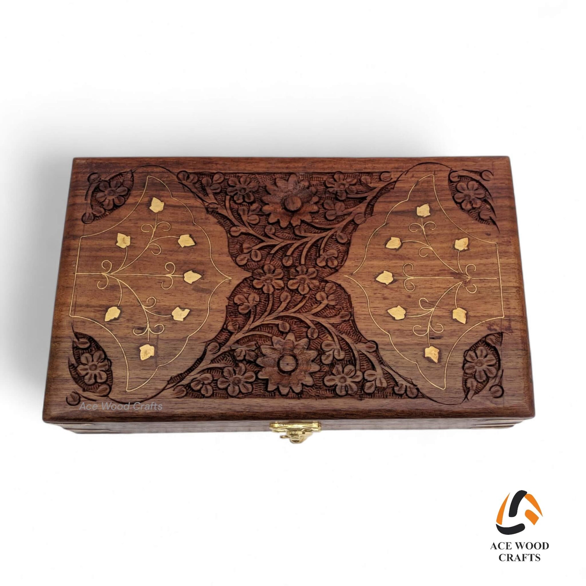 Angled side view highlighting the rich Sheesham wood grain and sturdy construction.