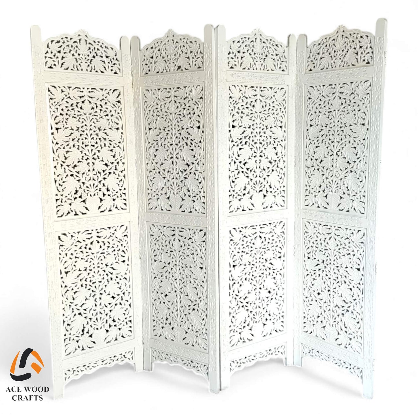 The Vintage Floral Vase Partition | Hand-Carved White Finish (Shabby Chic)