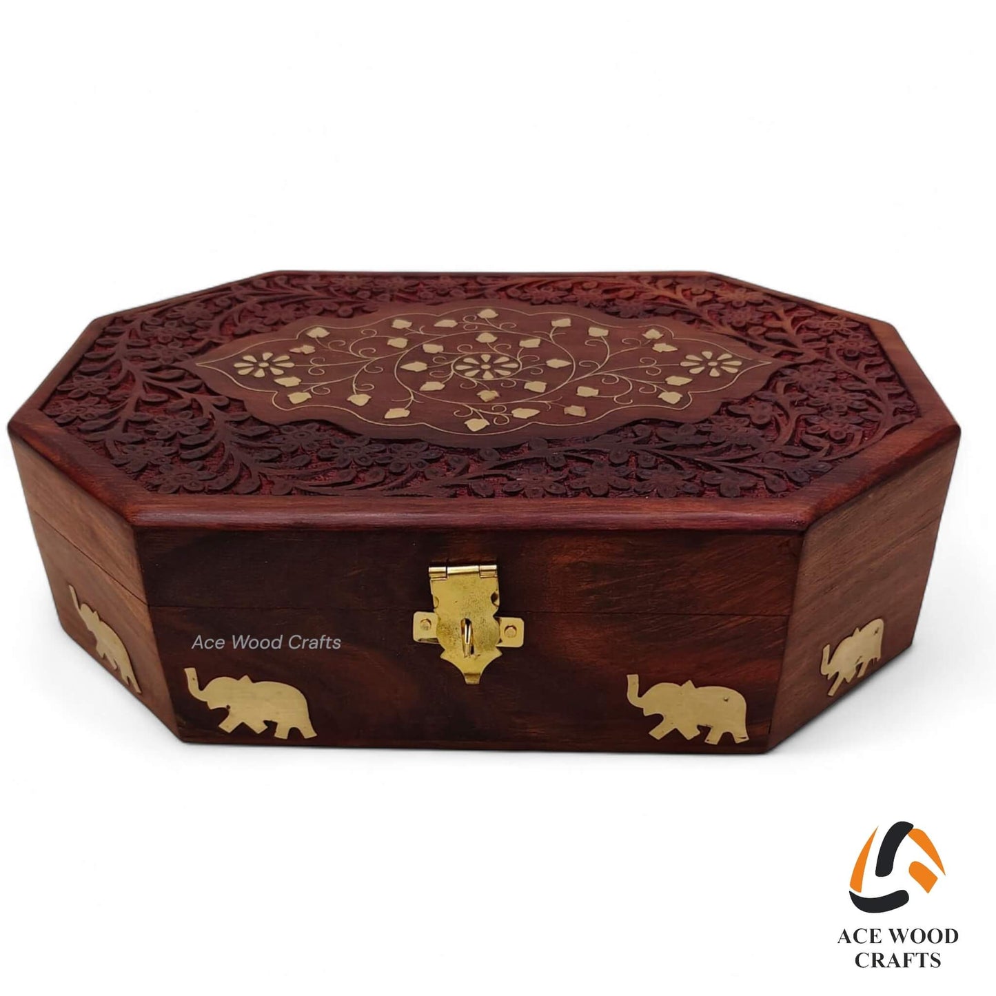 Angled view of the hand-carved ribbed wood texture and side profile