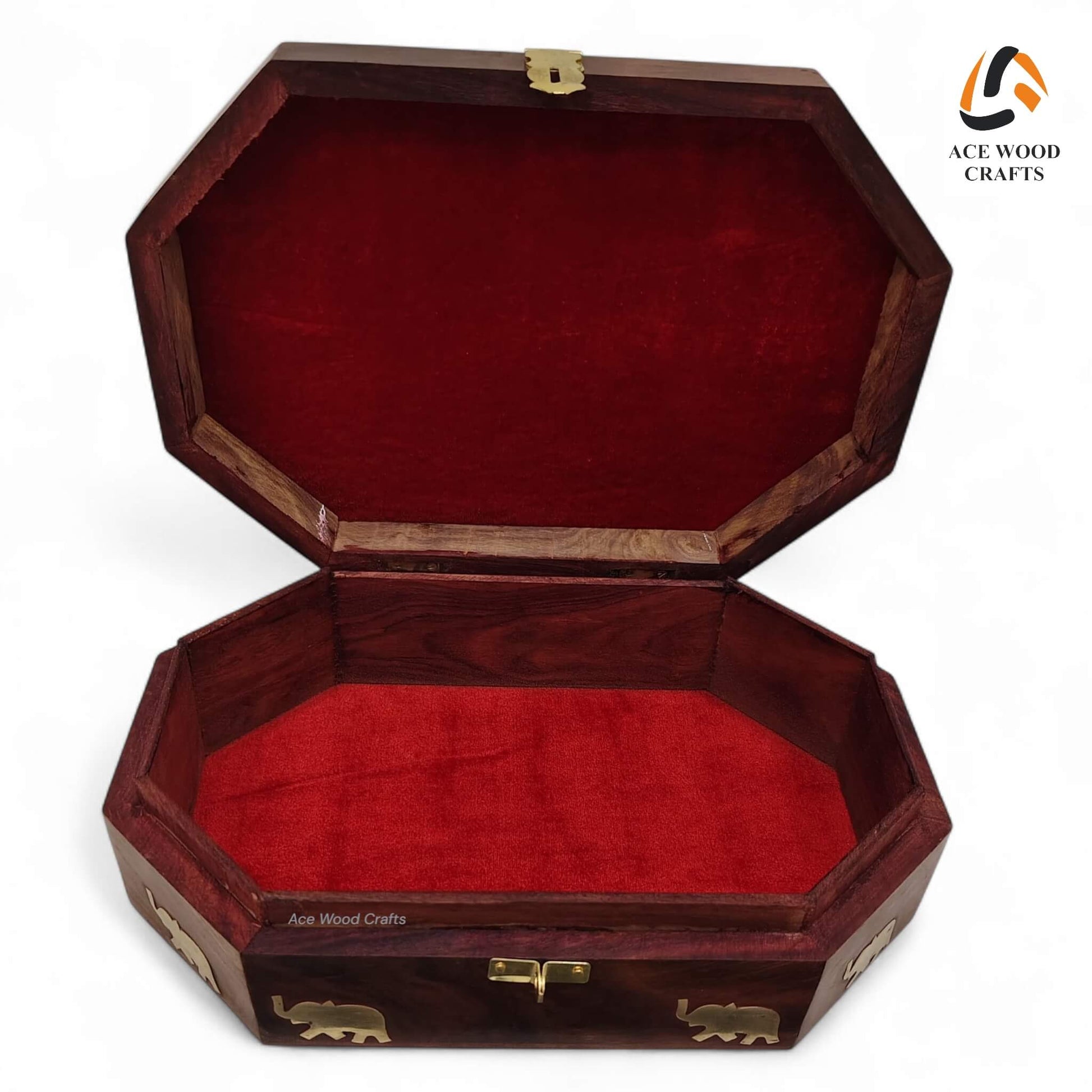 Rectangular grooved wood tray styled with black coffee and lemon slices.